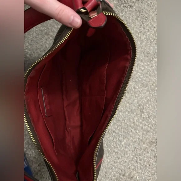 Coach Signature Brown and Red Hobo Bag - Picture 4 of 7